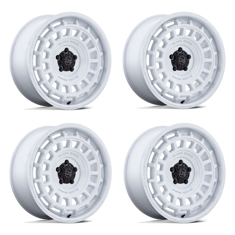 Set 4 20" Black Rhino Hard Alloys BR024 AWOL Gloss White 20x8.5 6x5.5 25mm Rims Offroad Truck SUV Wheel