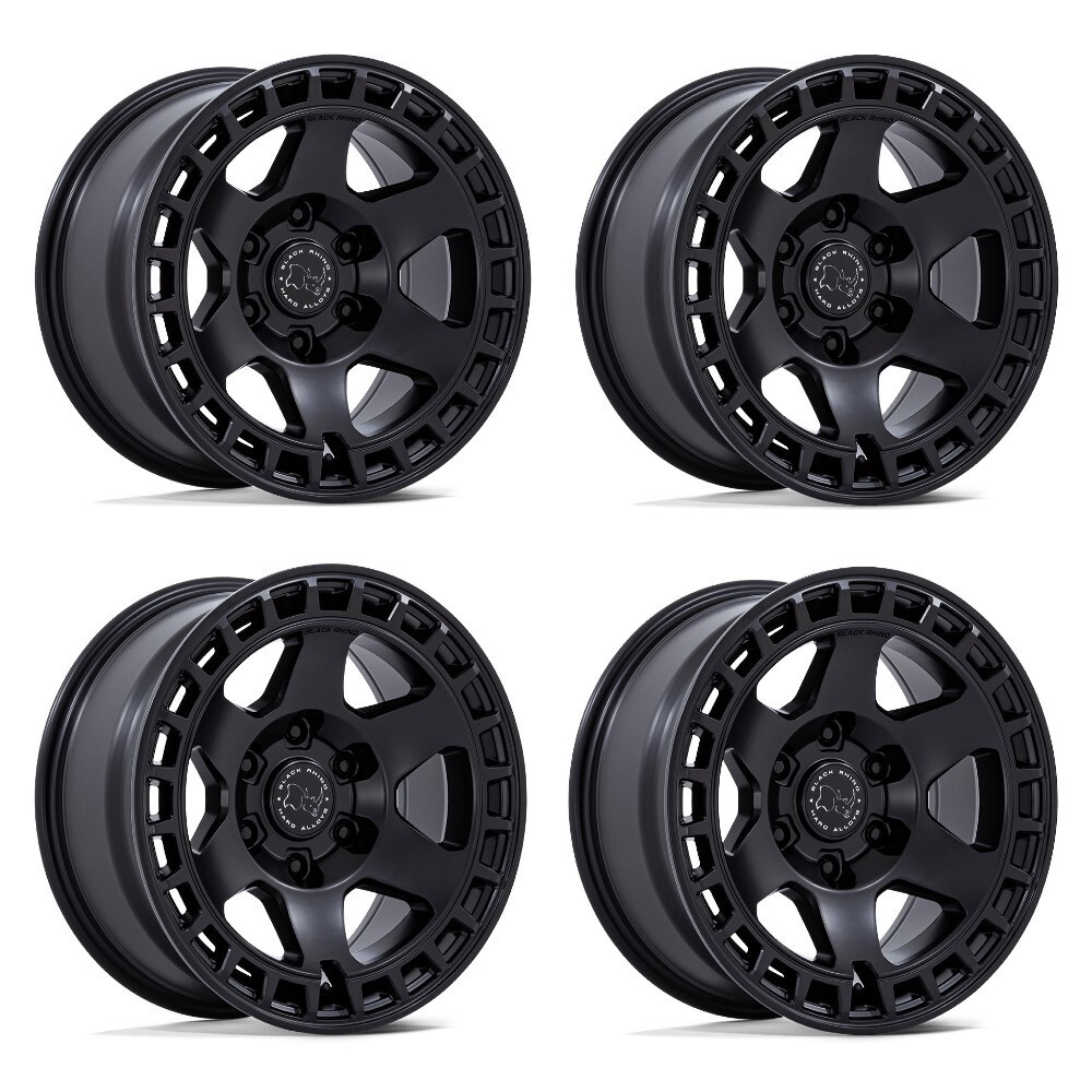 Set 4 18" Black Rhino Hard Alloys BR022 Bahari 18x8 6x5.5 45mm Matte Black Rims Truck SUV Offroad Wheels