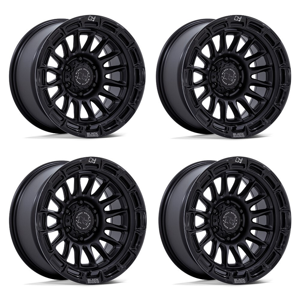 Set 4 20" Black Rhino BR025 Rival Matte Black Gloss Blk-Lip 20x9 6x135 1mm Rims Offroad Truck SUV Wheels