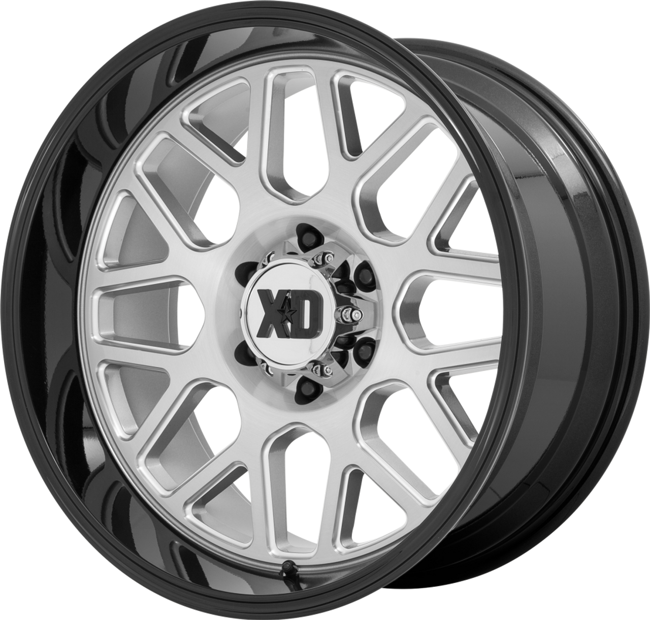 XD XD849 Grenade 2 22x12 6x5.5 Brushed Milled Gloss Black Lip Wheel 22" -44mm