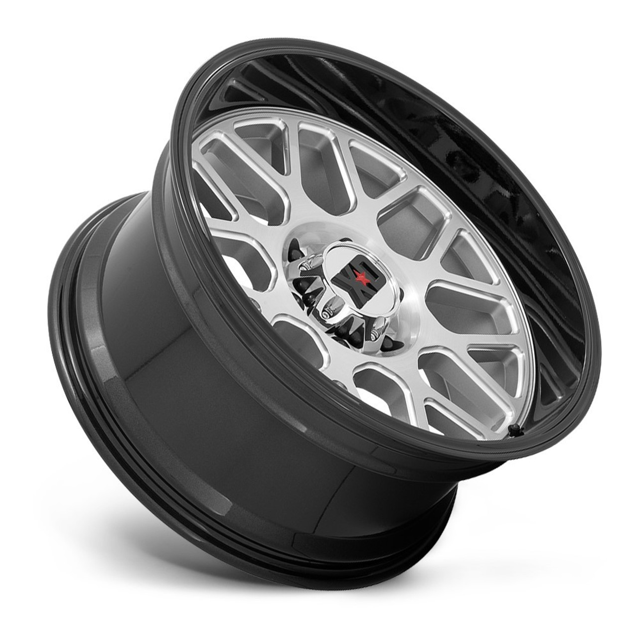 XD XD849 Grenade 2 22x12 6x5.5 Brushed Milled Gloss Black Lip Wheel 22" -44mm