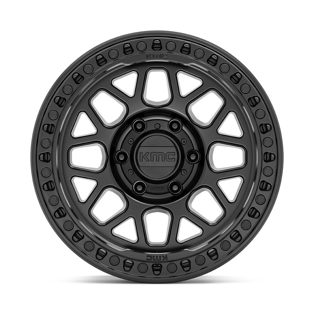 Set 4 17" KMC KM549 GRS 17x9 8x170 Satin Black Wheels 18mm Offroad Truck Rims
