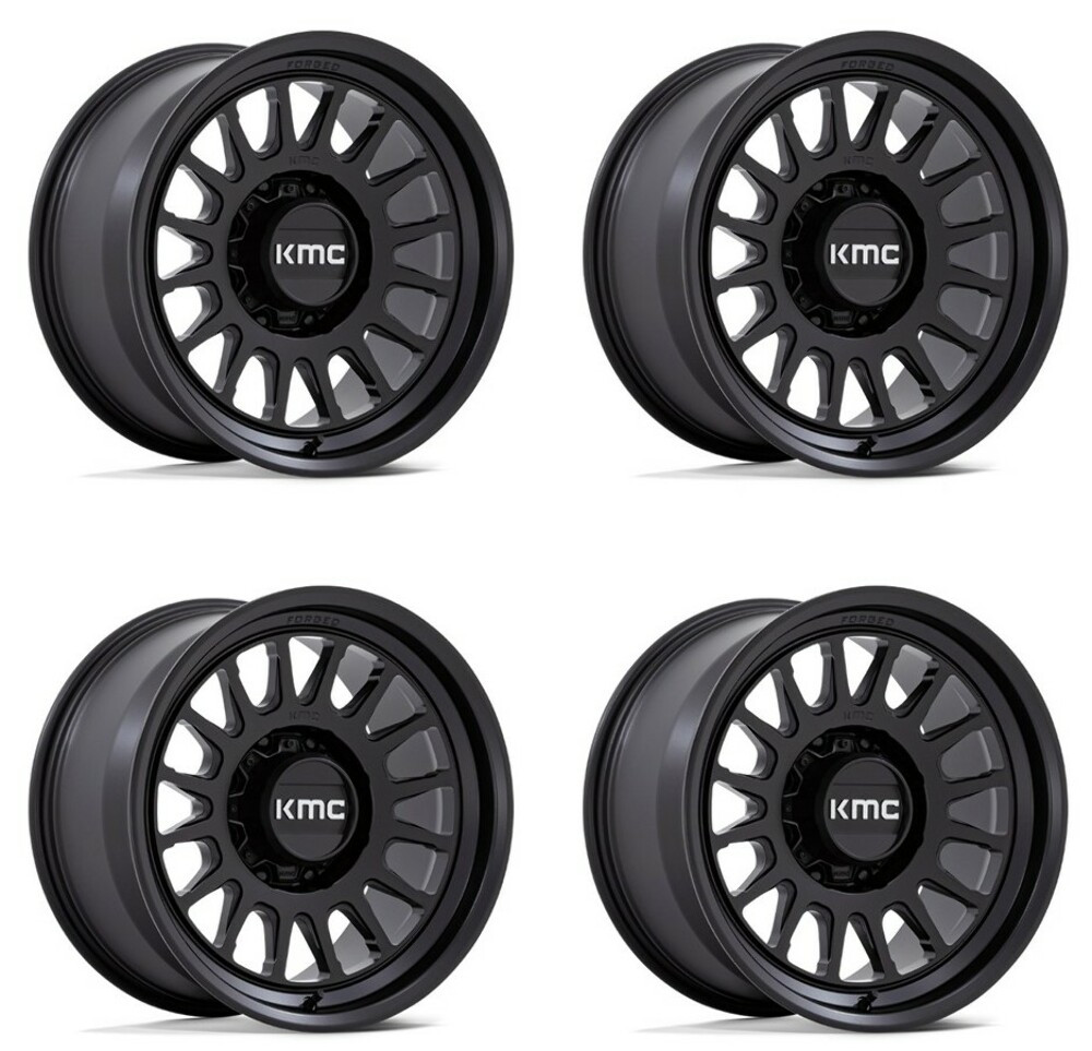 Set 4 18" KMC KM447 IMPACT FORGED MONOBLOCK Satin Black 18x9 Wheels 6x5.5 18mm
