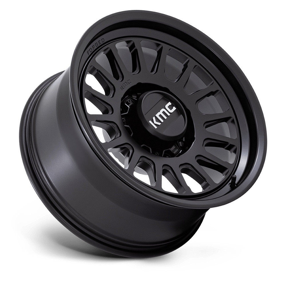 Set 4 18" KMC KM447 IMPACT FORGED MONOBLOCK Satin Black 18x9 Wheels 6x5.5 18mm