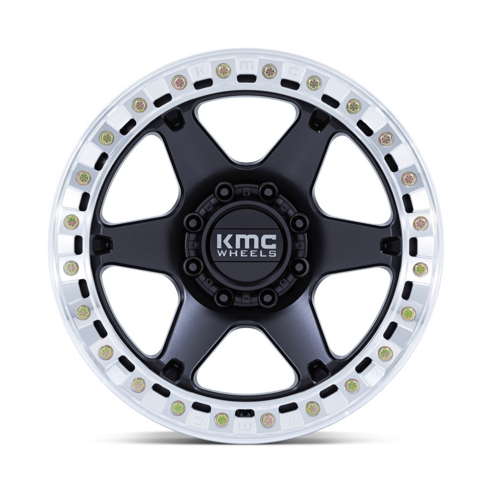 Set 4 17" KMC KM238 VI Beadlock Black Machined Ring 17x9 Wheels 6x5.5 -12mm Rims