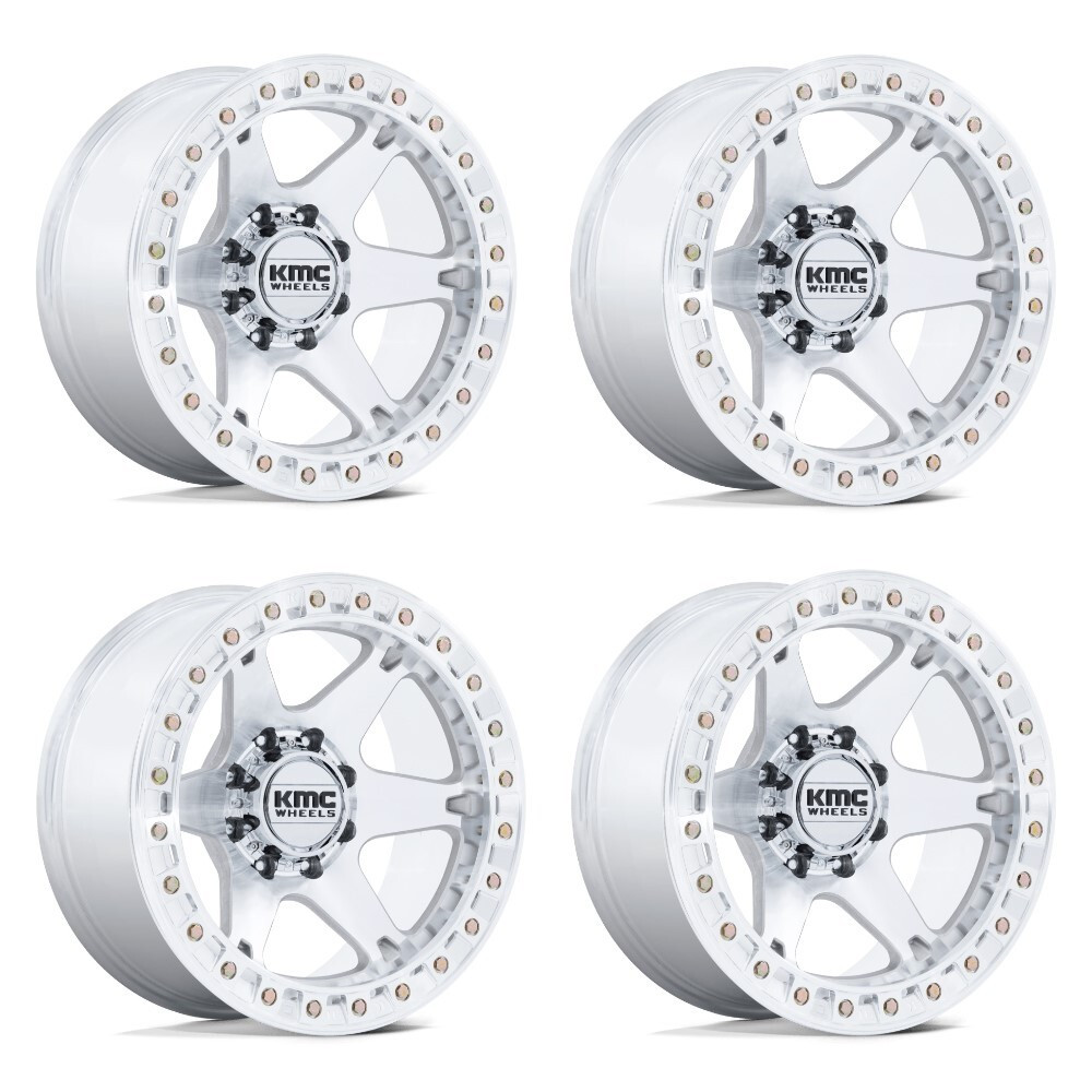 Set 4 17" KMC KM238 VI Beadlock Machined 17x9 Wheels 6x135 1mm Truck SUV Rims