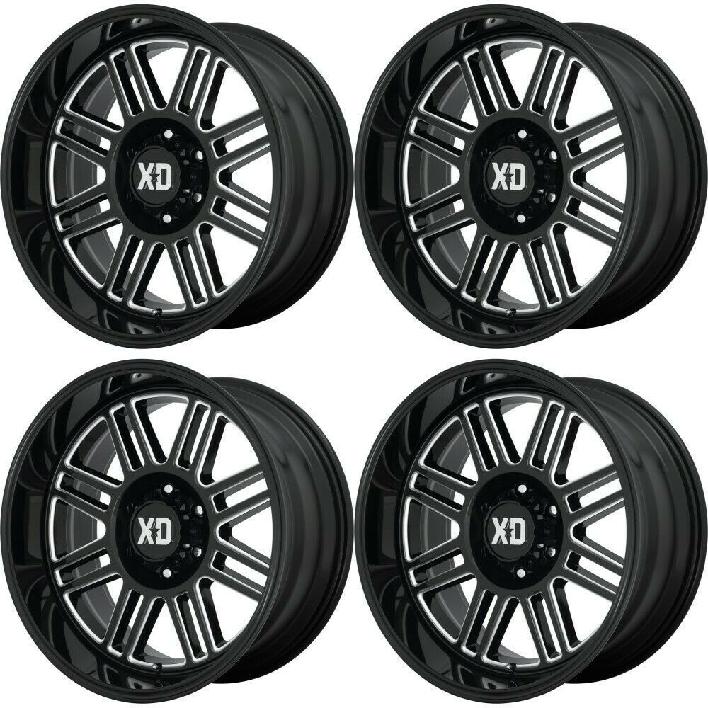 Set 4 XD XD850 Cage 20x10 6x5.5 Gloss Black Milled Wheels 20" -18mm Rims