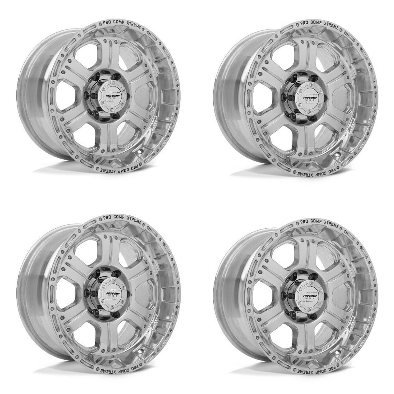 Set 4 Pro Comp PA89 Kore 17x8 6x5.5 Polished Wheels 17" 0mm Rims For Chevy GMC