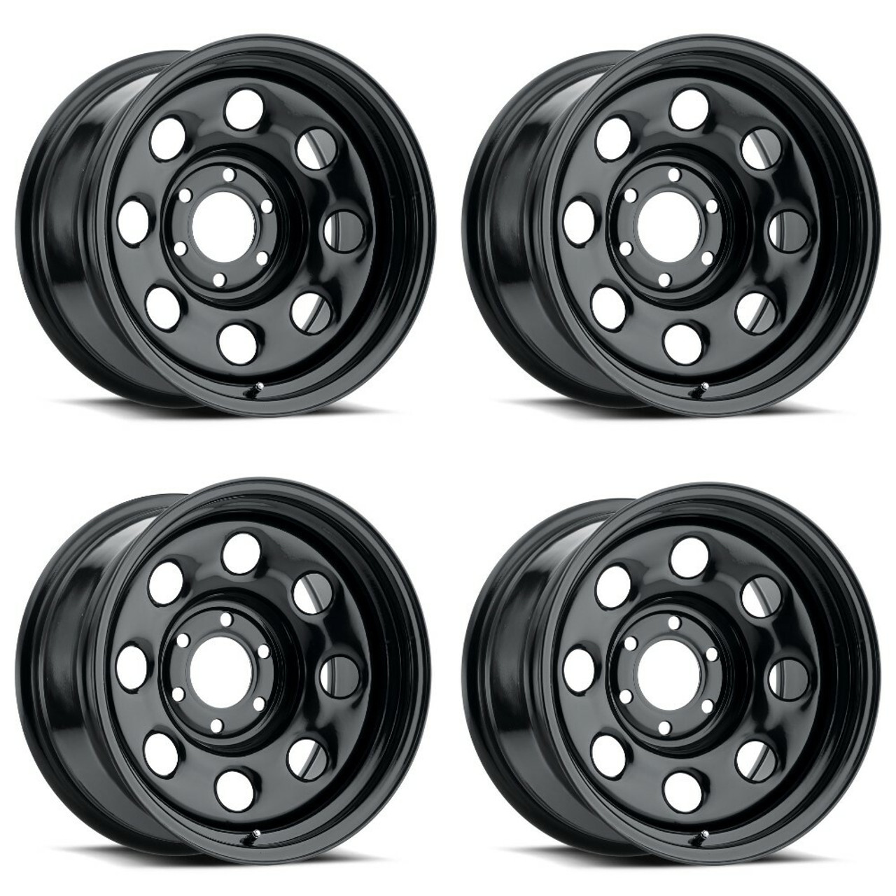 Set 4 16" Vision HD 85H Soft 8 Gloss Black Wheels 16x7 6x5.5 (6x139.7) Rims 0mm