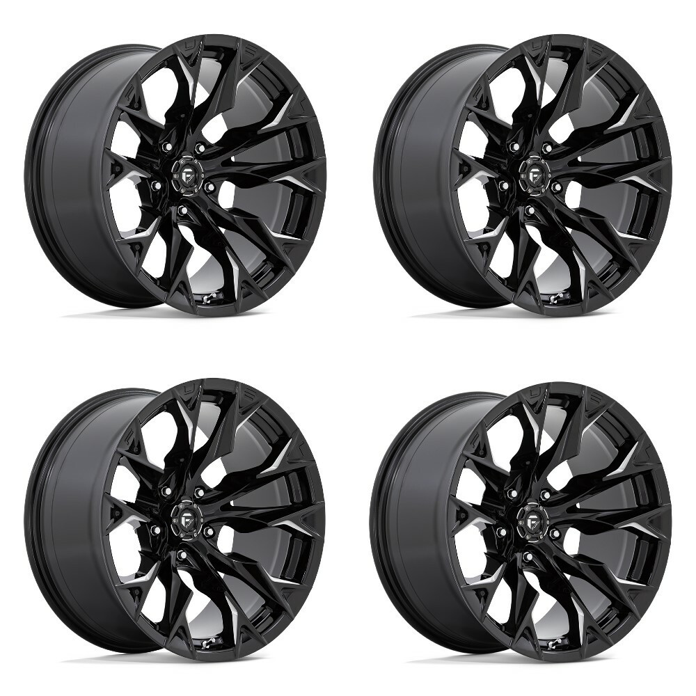 Set 4 20" Fuel D803 Flame 20x12 5x5 -44mm Gloss Black Milled Wheels For Jeep Rim