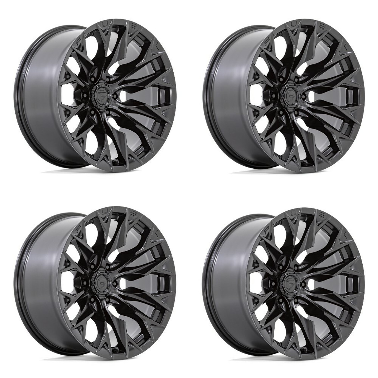 Set 4 Fuel D804 Flame 22x10 6x135 Blackout Wheels 22" -18mm Rims