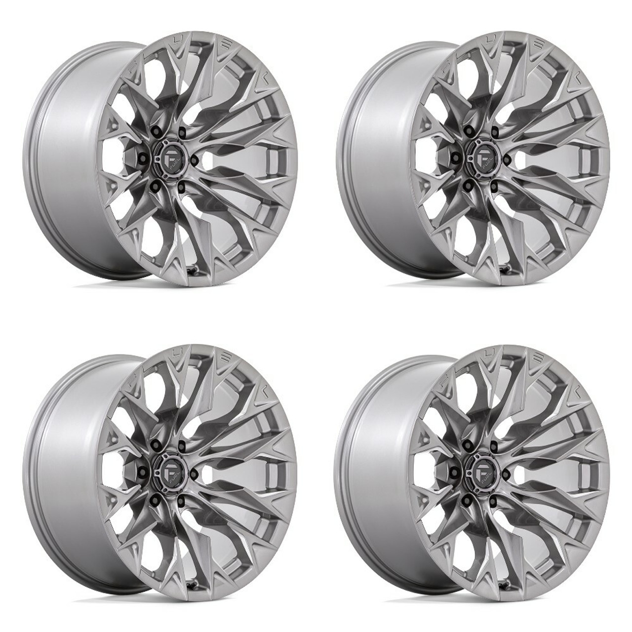 Set 4 Fuel D806 Flame 20x9 6x135 Platinum Wheels 20" 20mm Rims