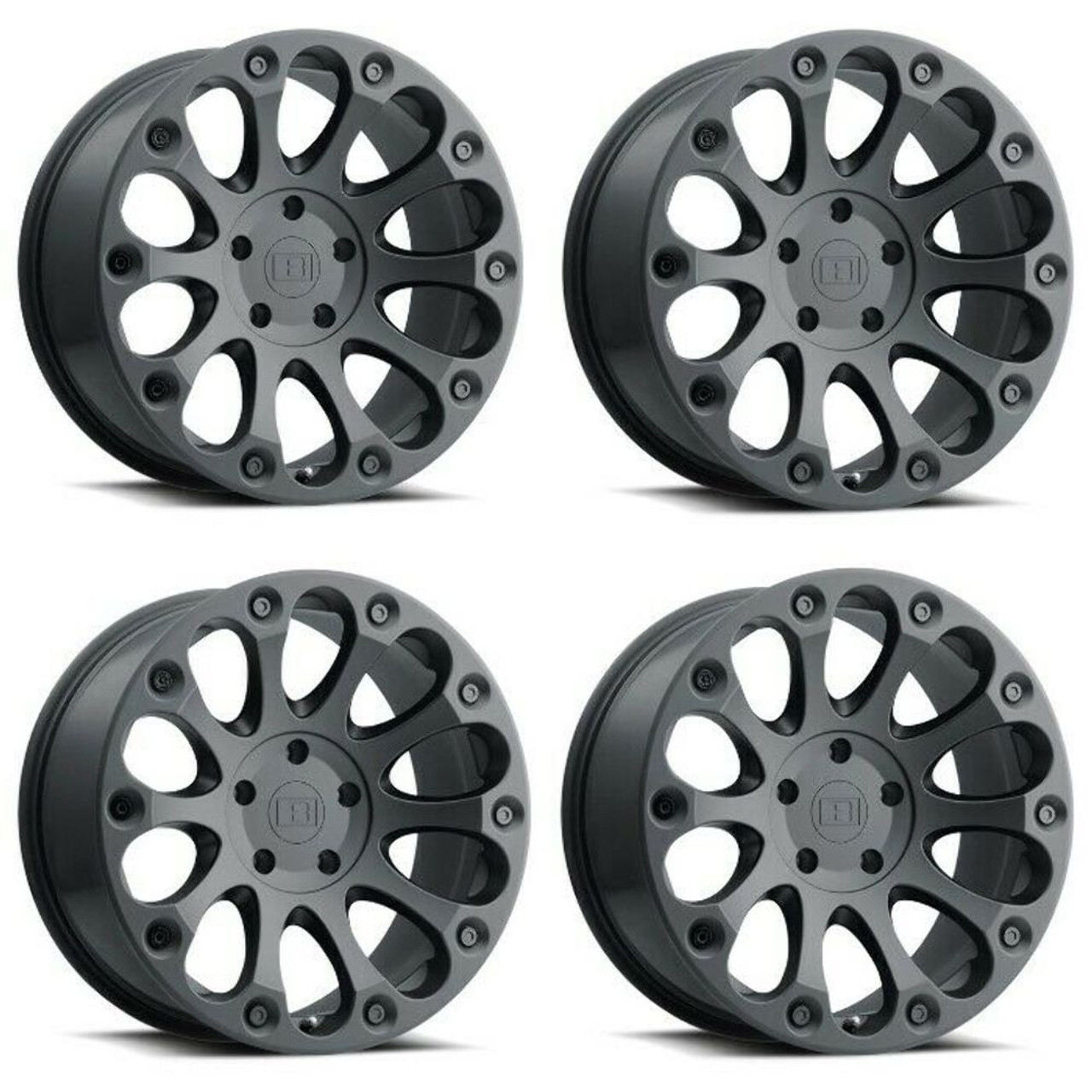 Set 4 Level 8 Impact 15x8 5x5 Matte Black Wheels 15" -24mm Rims Set 4 Level 8 Impact 15x8 5x5 Matte Black Wheels 15" -24mm Rims