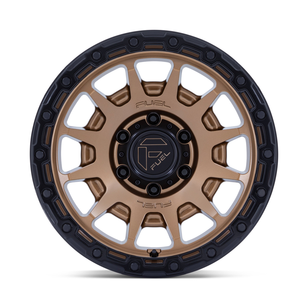 17" Fuel FC884 Fortress Matte Bronze Gloss Black Lip 17x8.5 Wheel 6x5.5 0mm Rim