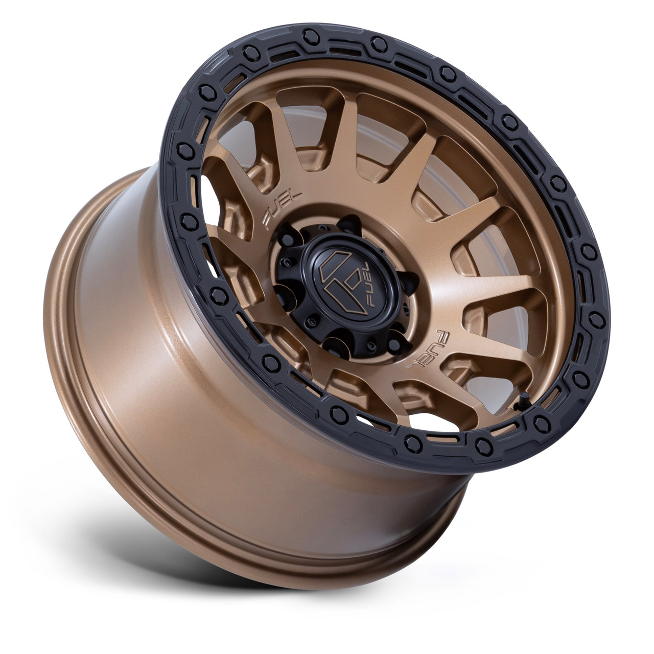 17" Fuel FC884 Fortress Matte Bronze Gloss Black Lip 17x8.5 Wheel 6x5.5 0mm Rim