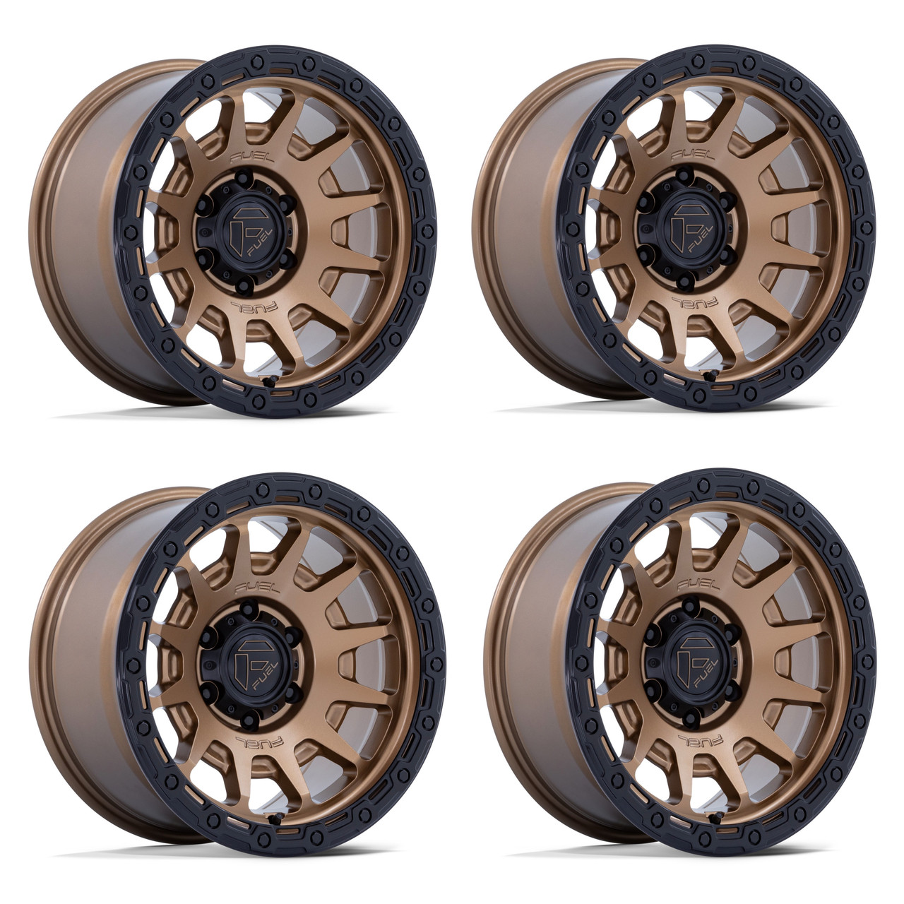 Set 4 18" Fuel FC884 Fortress Bronze Gloss Black Lip 18x9 Wheels 6x5.5 1mm Rims Offroad Truck SUV Wheels
