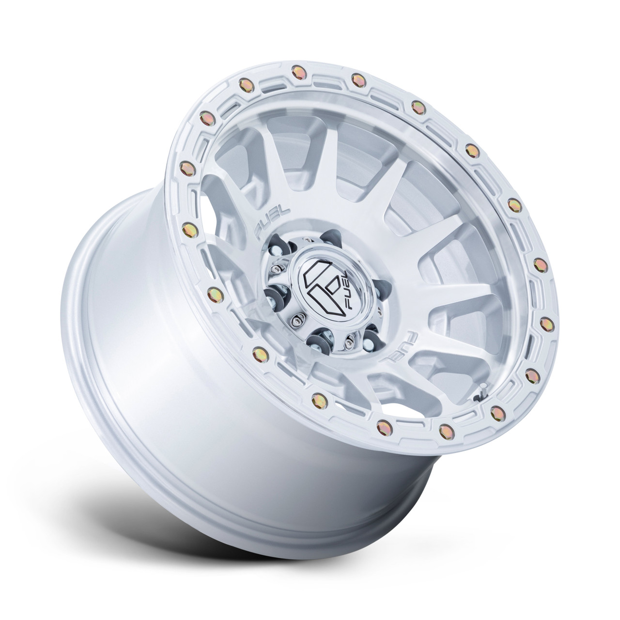 17" Fuel FC884 Fortress Gloss Silver Machined Face 17x8.5 Wheel 6x5.5 25mm Rim