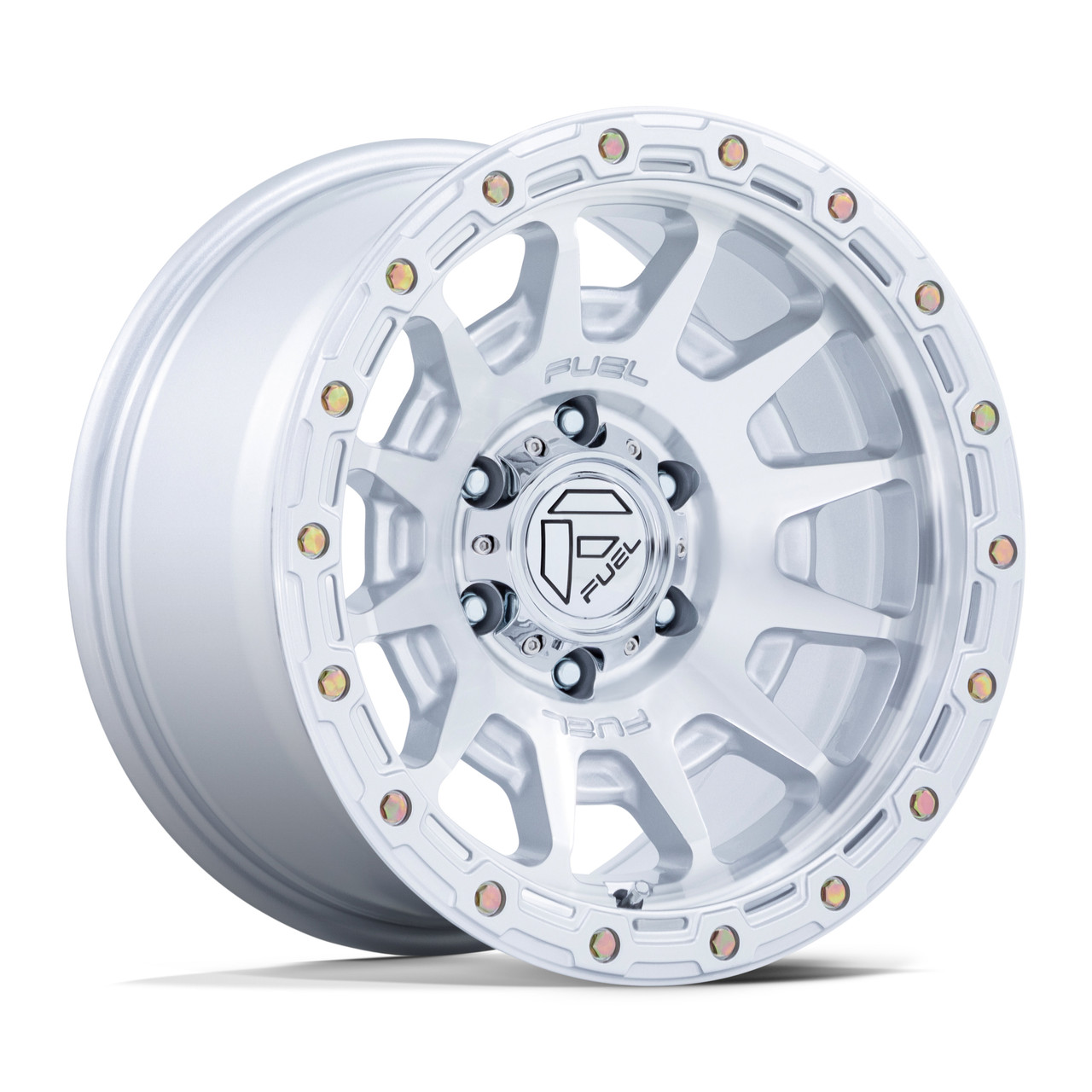 17" Fuel FC884 Fortress Gloss Silver Machined Face 17x8.5 Wheel 6x135 25mm Rim