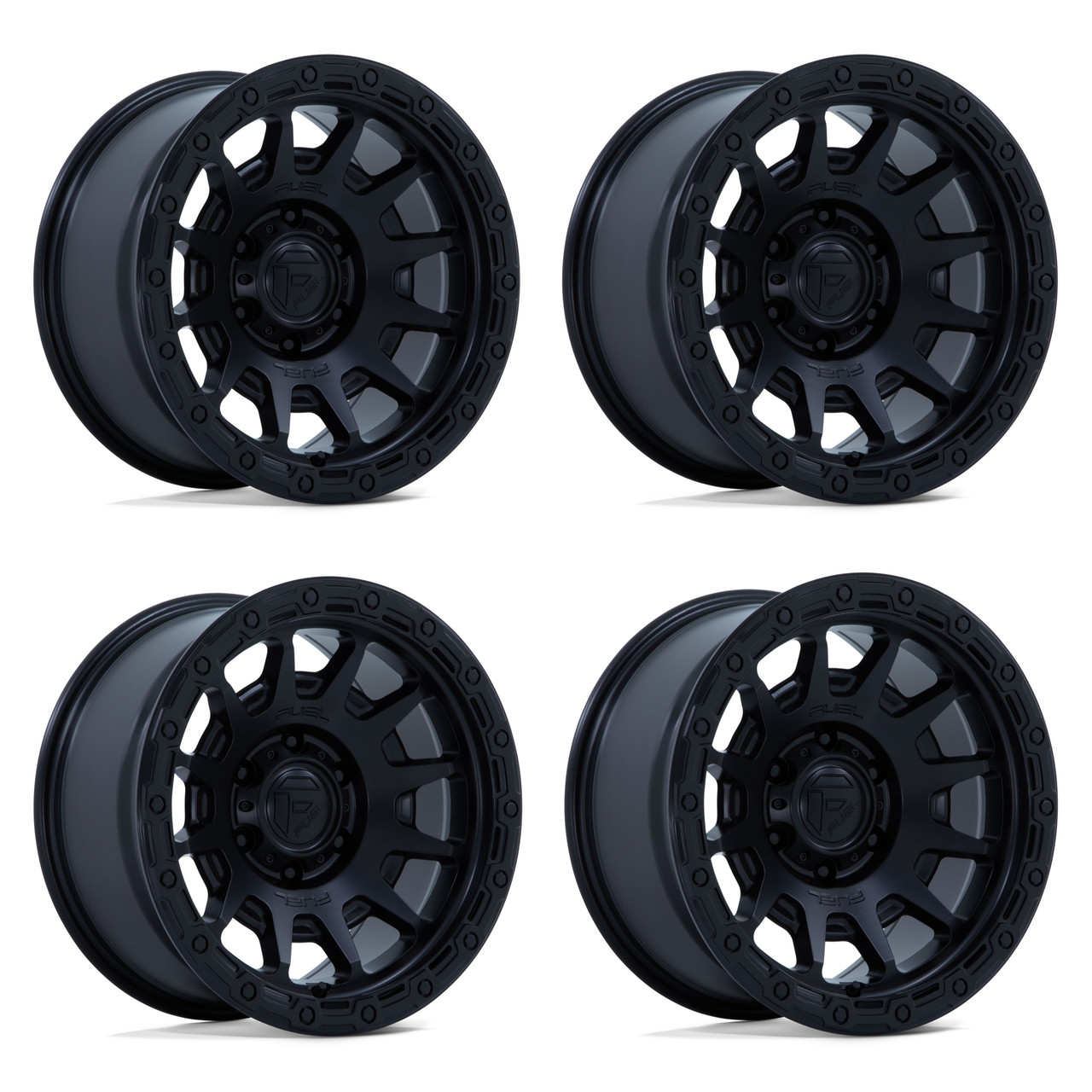 Set 4 18" Fuel FC884 Fortress Black Gloss Black Lip 18x9 Wheels 5x5 1mm 1PC Rims