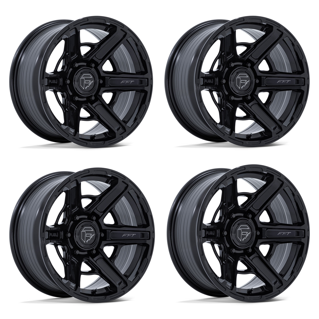 Set 4 17" Fuel FC892 Gambit Gloss Black 17x8.5 Wheels 6x5.5 25mm Offroad Rims
