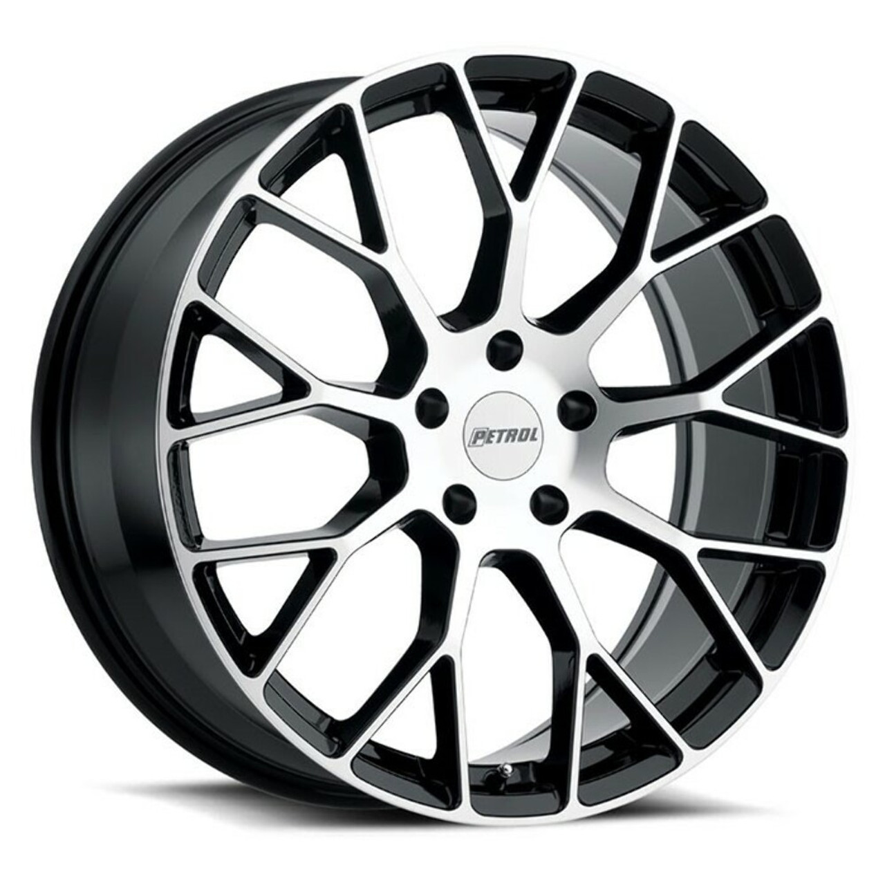 Set 4 Petrol P2B 16x7 5x100 Gloss Black W/ Machined Face Wheels 16" 40mm Rims