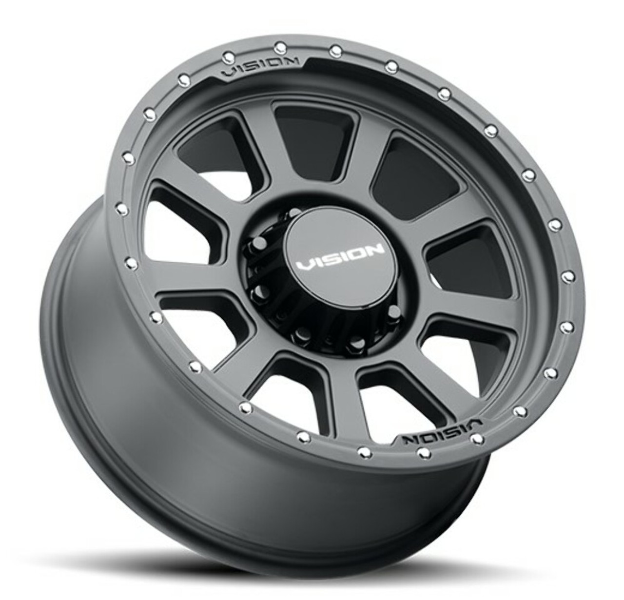 Set 4 20" Vision Off-Road 350 Ojos Satin Black Wheels 20x9 8x180 Truck Rims 12mm