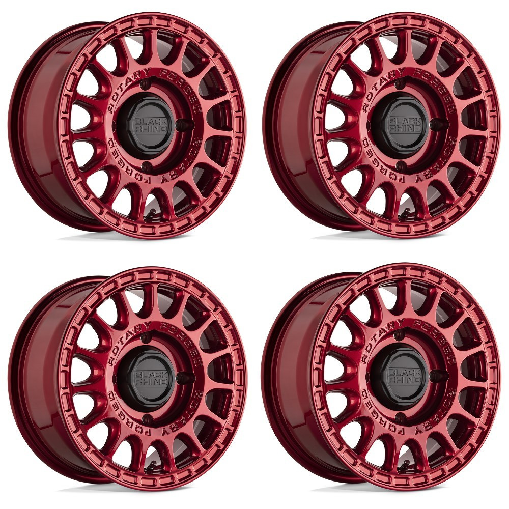 Set 4 15" Black Rhino Sandstorm 15x7 Candy Red 4x136 Wheels 51 6+1mm Rims