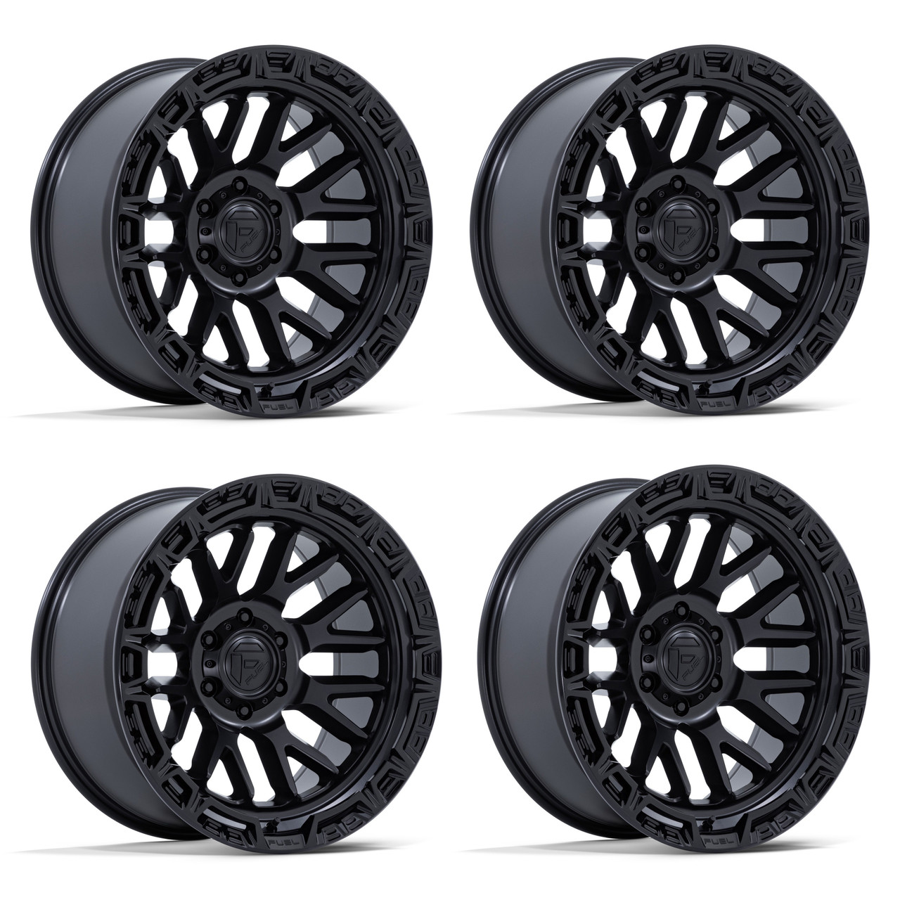 Set 4 17" Fuel FC890 Rail Matte Black Gloss Black Lip 17x9 Wheels 5x5 -12mm Rims