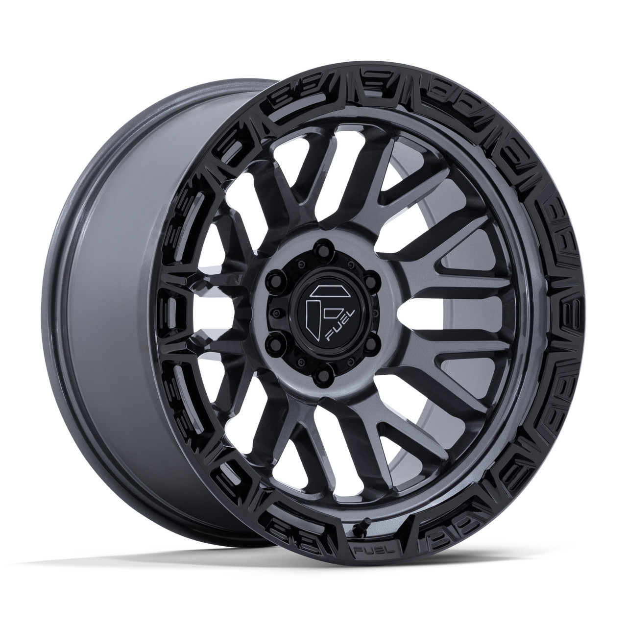 Set 4 20" Fuel FC890 Rail Gloss Gunmetal G-Blk Lip 20x10 Wheels 6x135 -18mm Rims
