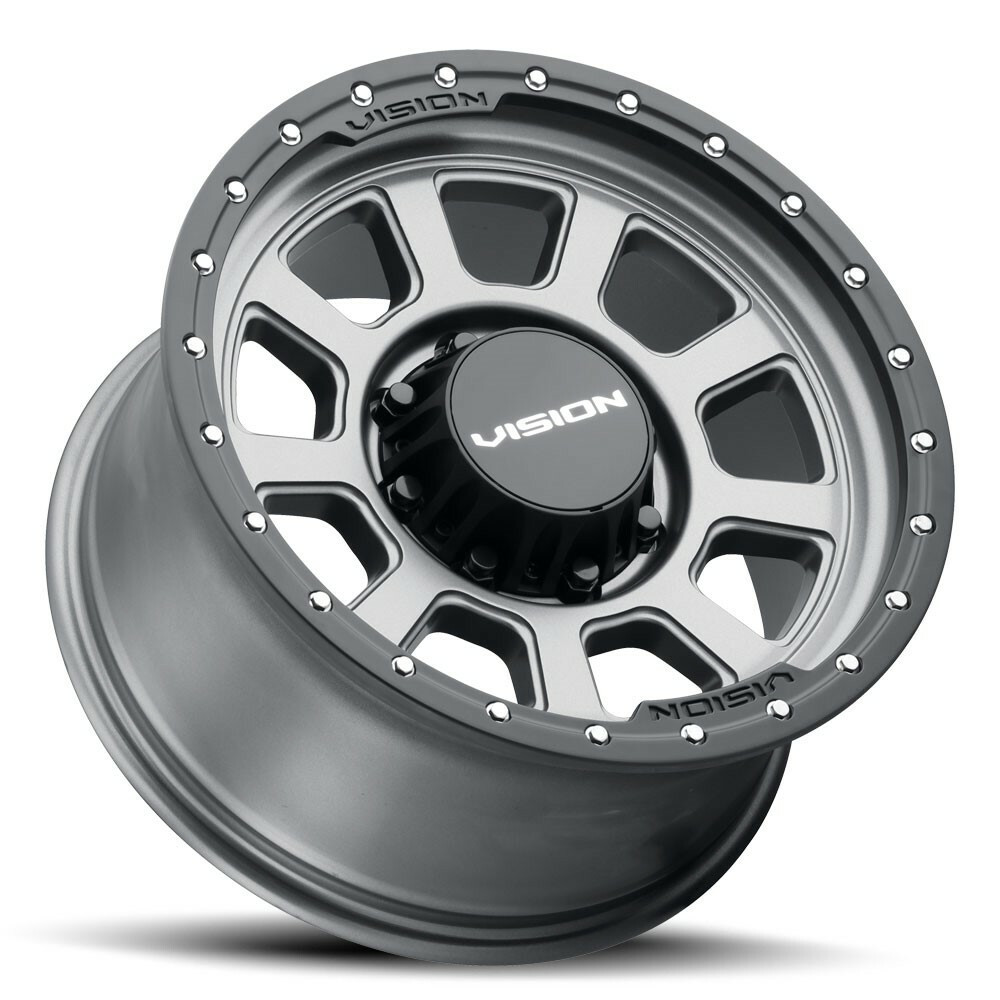 Set 4 20" Vision Off-Road 350 Ojos Satin Grey Wheels 20x9 8x180 Truck Rims 12mm