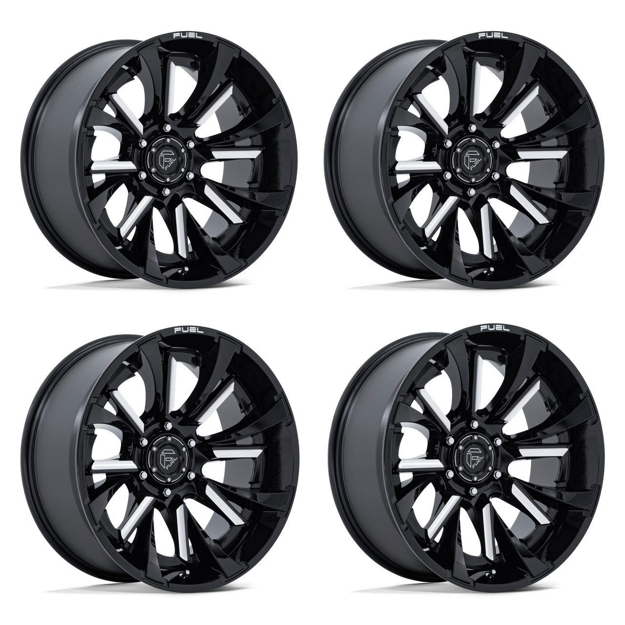 Set 4 22" Fuel FC895 Tantrum Gloss Black Milled 22x10 Wheels 8x6.5 -18mm Rims