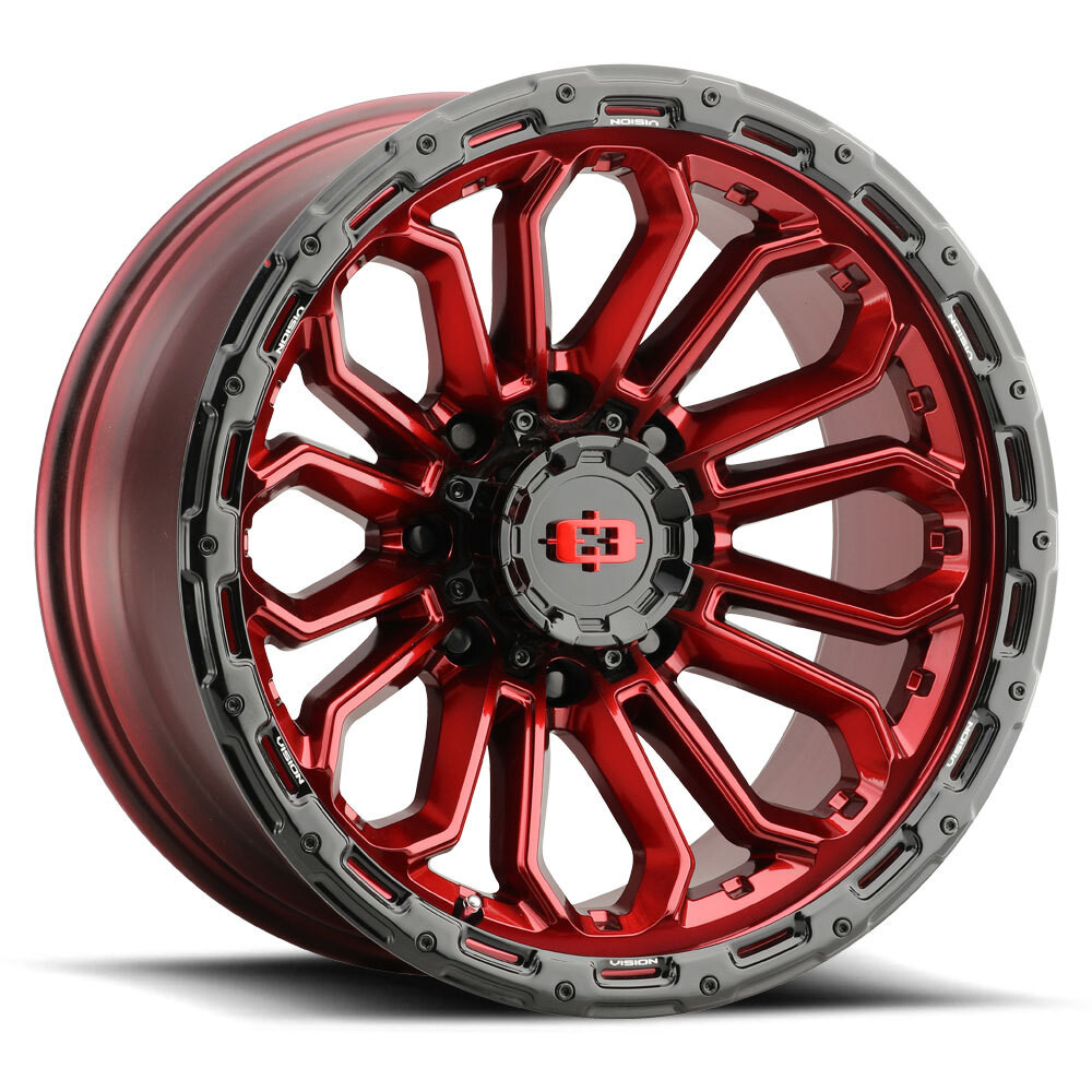 17" Vision 405 Korupt Gloss Red Gloss Black Lip 17x8 5x4.5 (5x114.3) 30mm Wheel