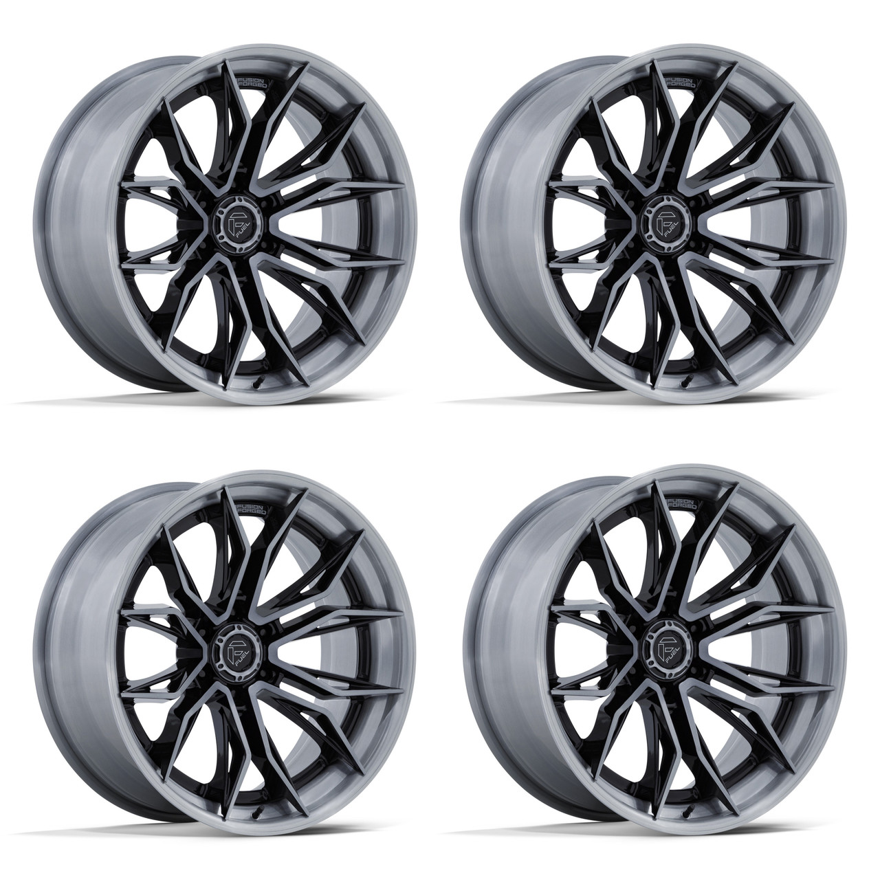 Set 4 22" Fuel FC404 Mutiny Black Brushed Dark Tint 22x10 Wheels 6x5.5 -18mm Rim
