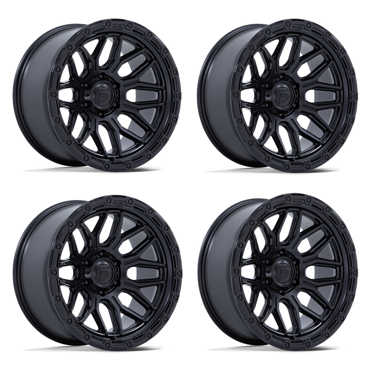 Set 4 17" Fuel FC881 Surge Matte Black Gloss Black Lip 17x9 6x135 20mm Wheels