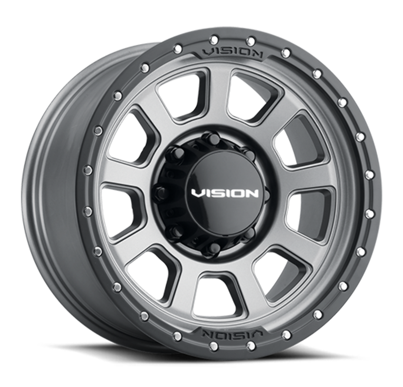 Set 4 17" Vision Off-Road 350 Ojos Satin Grey Wheels 17x9 8x170 Truck Rims 12mm