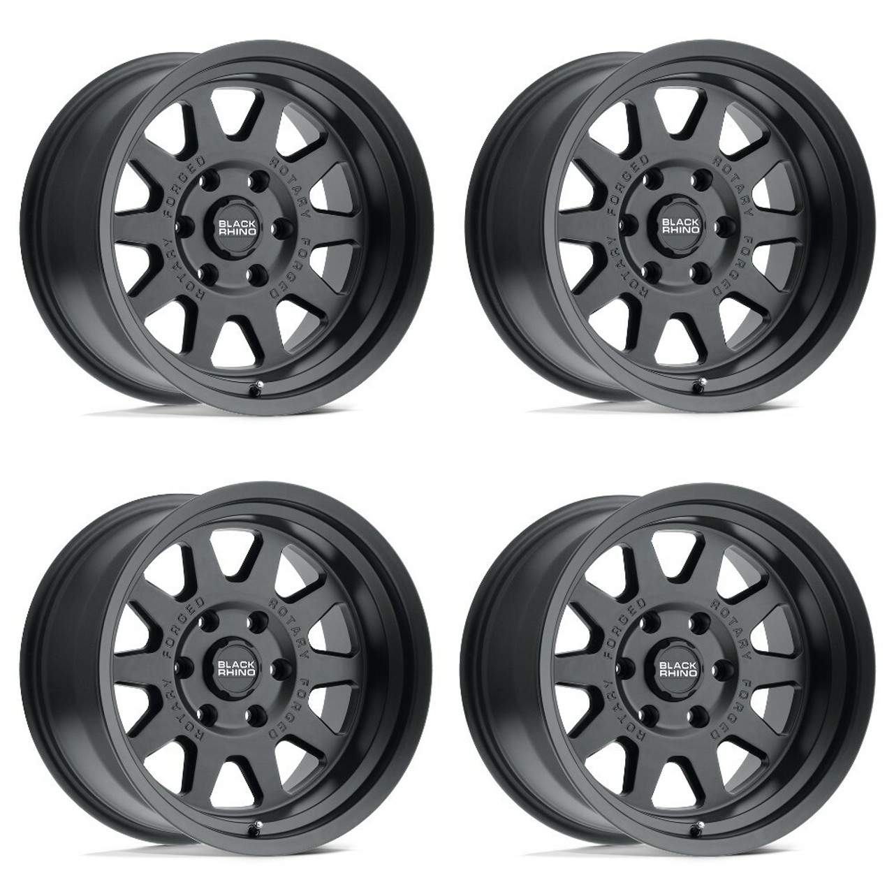Set 4 Black Rhino Stadium 16x8 6x130 Matte Black Wheels 16" 45mm For Mercedes