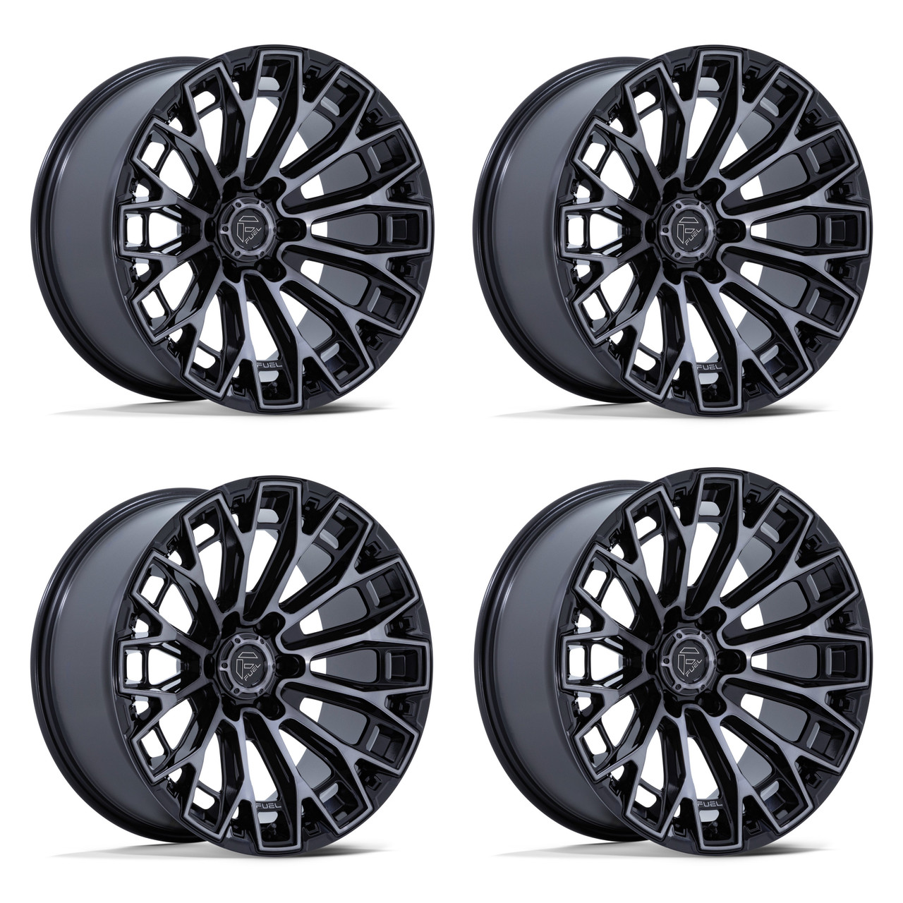 Set 4 20" Fuel FC882 Trax Gloss Black Machined Face 20x9 Wheels 6x135 1mm Rims