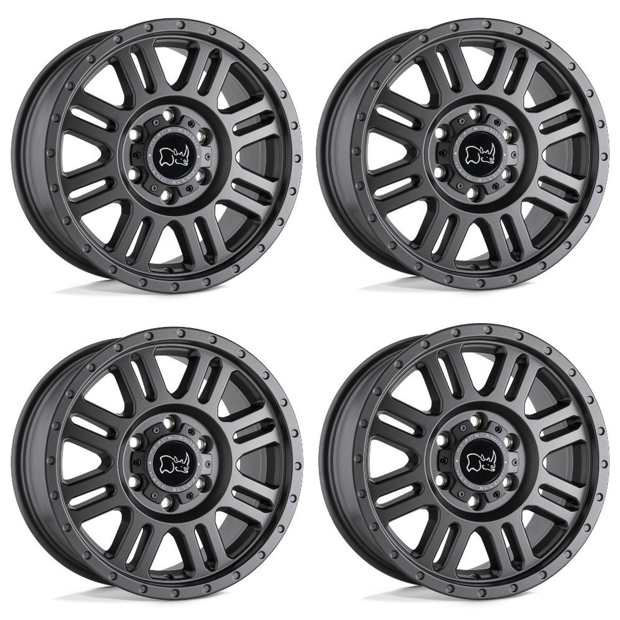 Set 4 Black Rhino Yellowstone 16x8 6x130 Matte Gunmetal Wheels 16" 38mm Rims