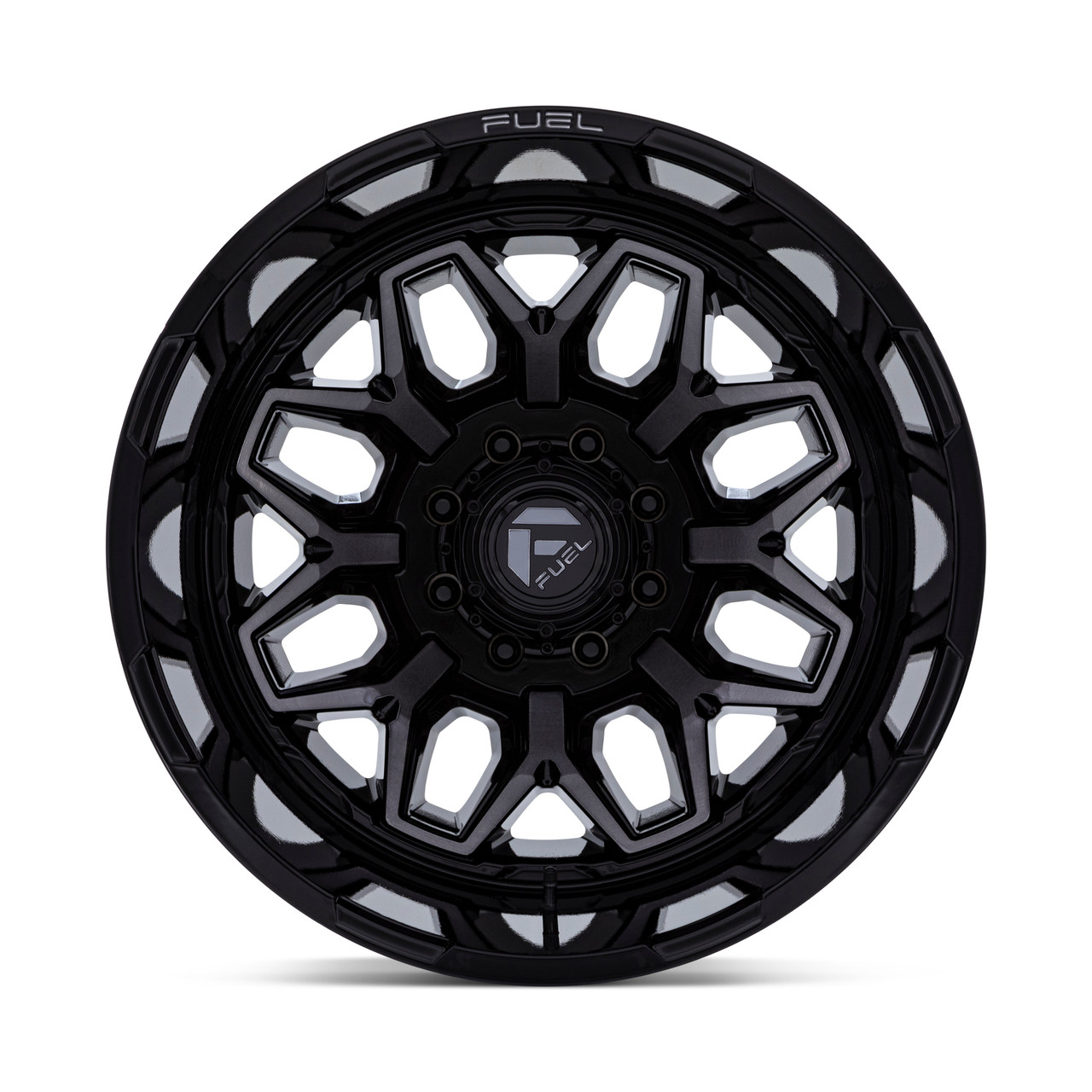 22" Fuel D875 Flux Dually Gloss Black Brush FC Gray DDT 22x8.25 8x170 -227mm Rim