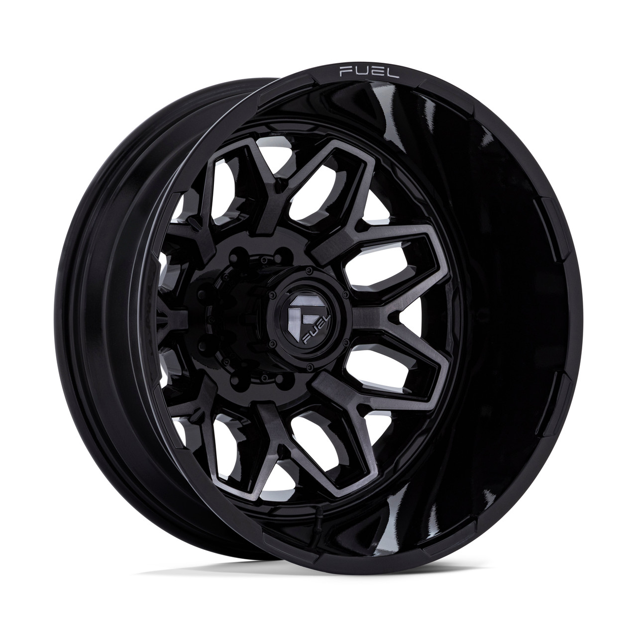 20" Fuel D875 Flux Dually Gloss Black Brush FC Gray DDT 20x8.25 8x6.5 -227mm Rim