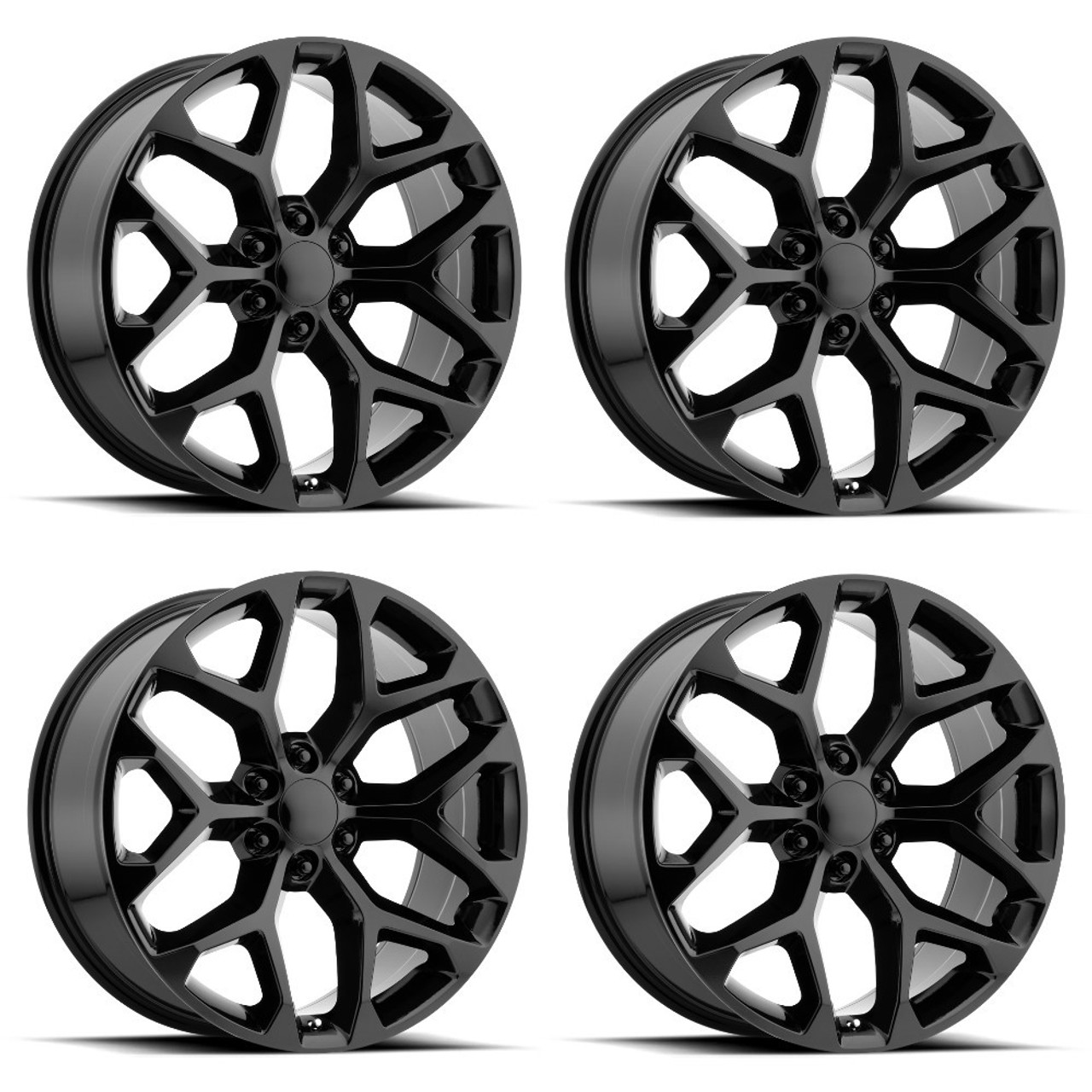 Set 4 Performance Replicas PR176 26x10 6x5.5 Gloss Black Wheels 26" 24mm Rims