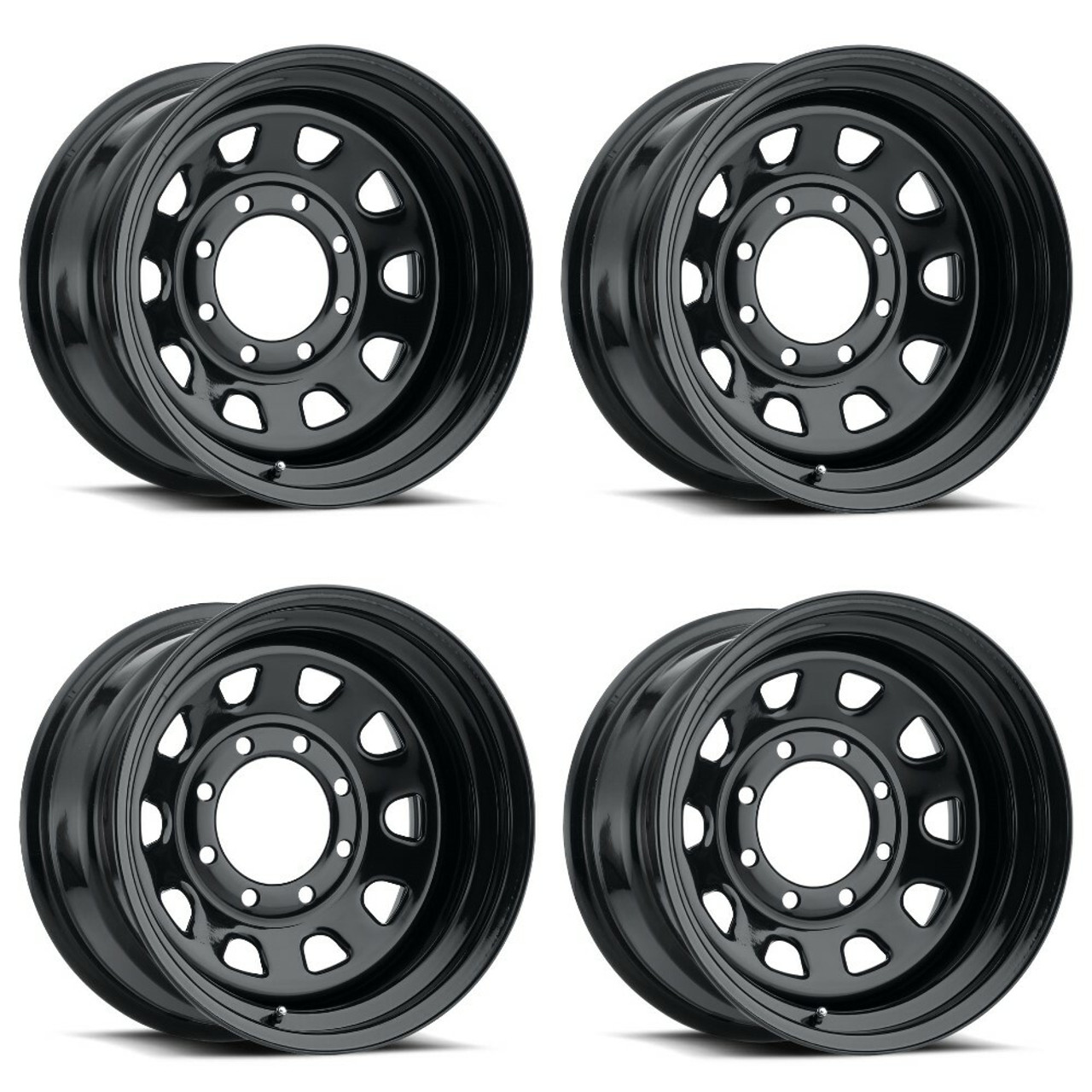 Set 4 15" Vision HD 84H D Window Gloss Black Wheels 15x8 5x4.5 Rims -29mm