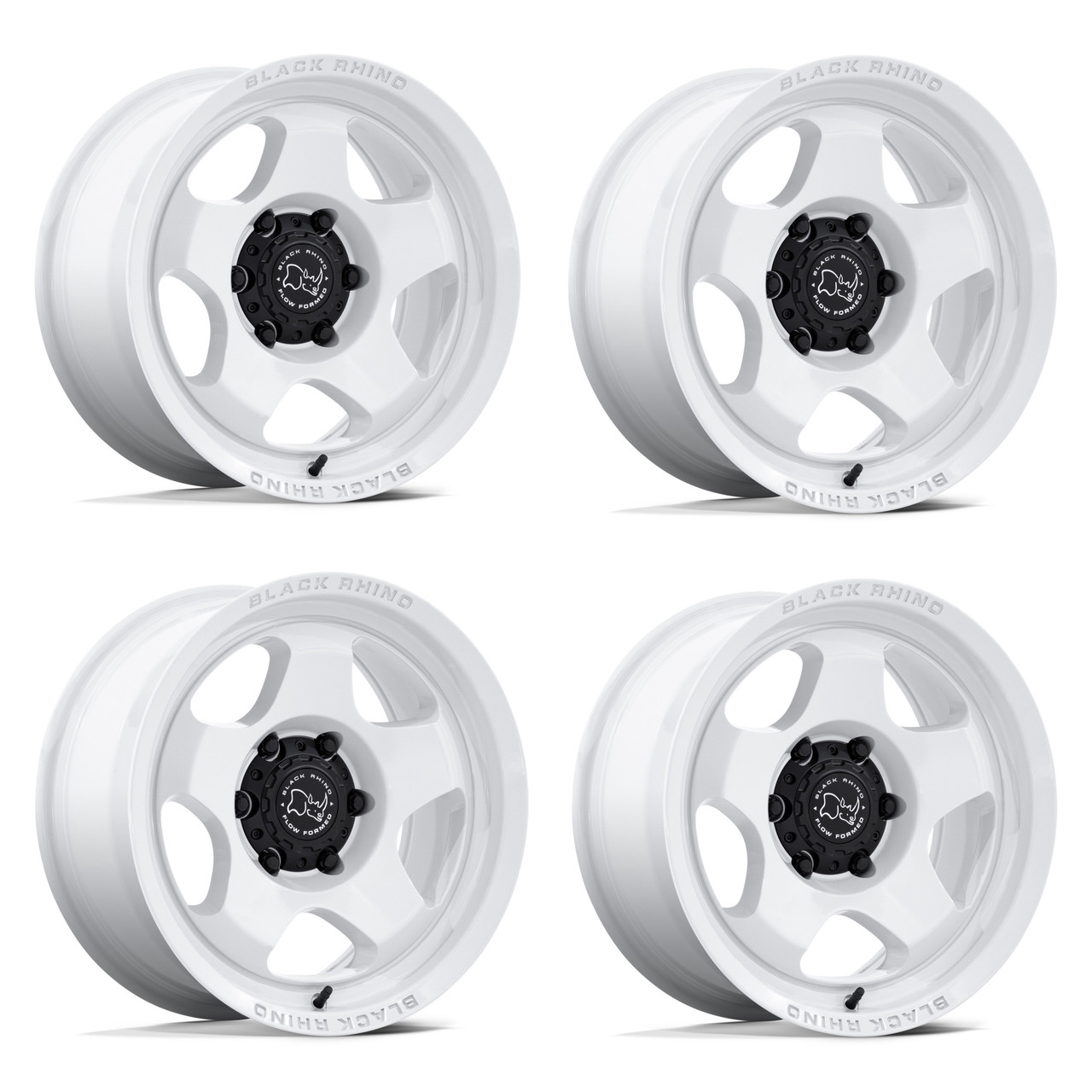 Set 4 17" Black Rhino Hard Alloys BR031 Sol Gloss White 17x8.5 5x5 0mm Wheels