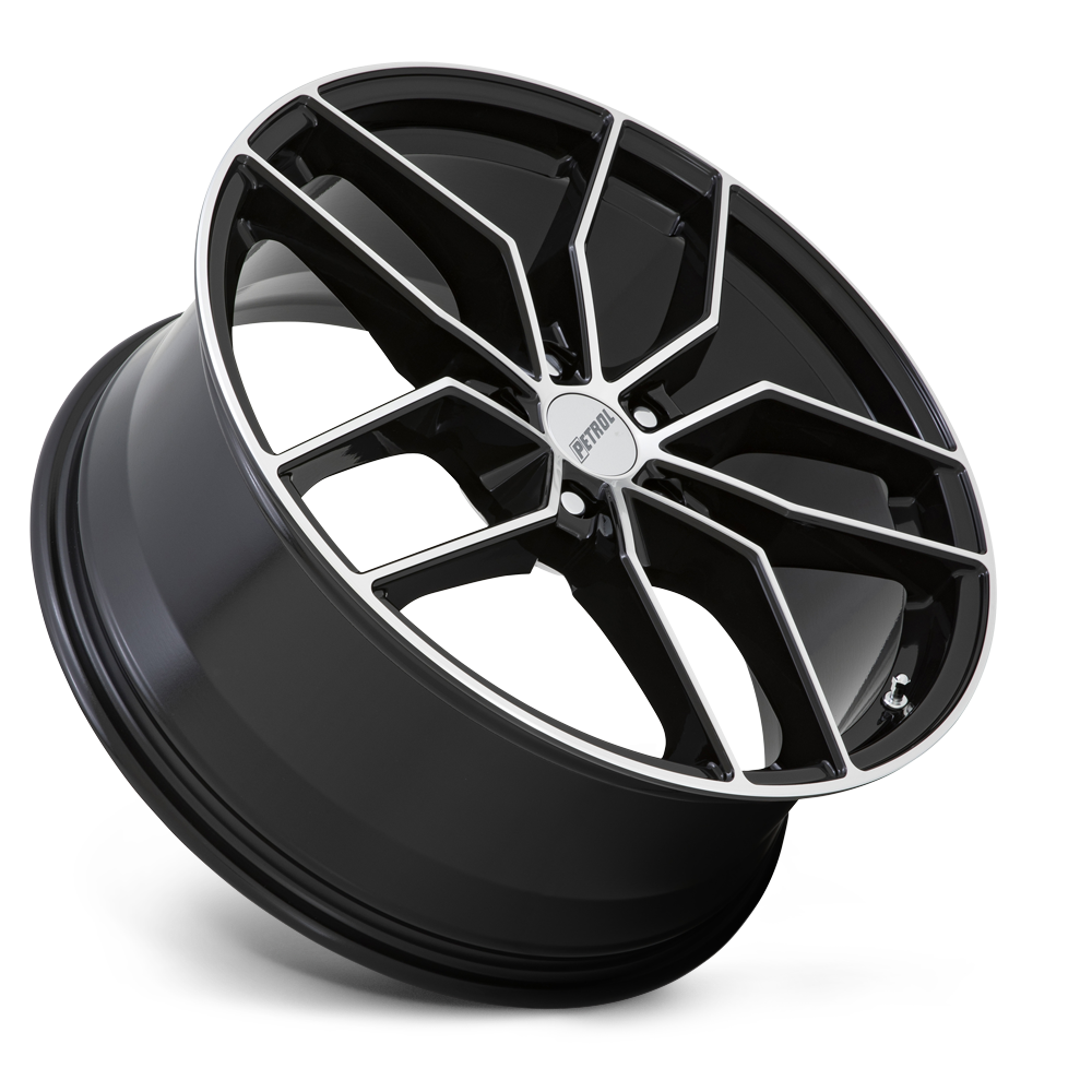 Set 4 Petrol P5C 17x8 5x115 Gloss Black W/ Machined Face Wheels 17" 40mm Rims
