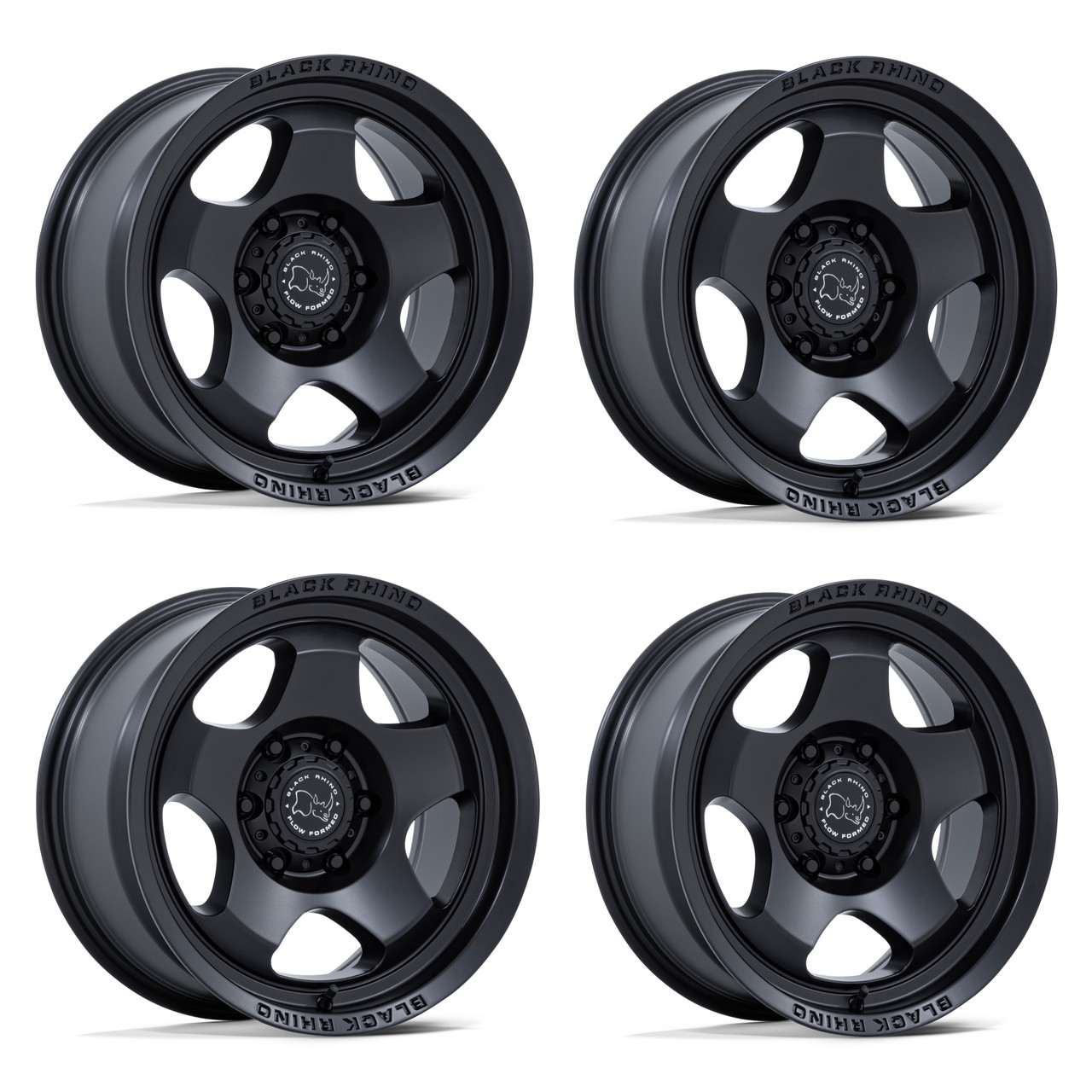 Set 4 17" Black Rhino Hard Alloys BR031 Sol Matte Black 17x9 6x4.5 12mm Wheels