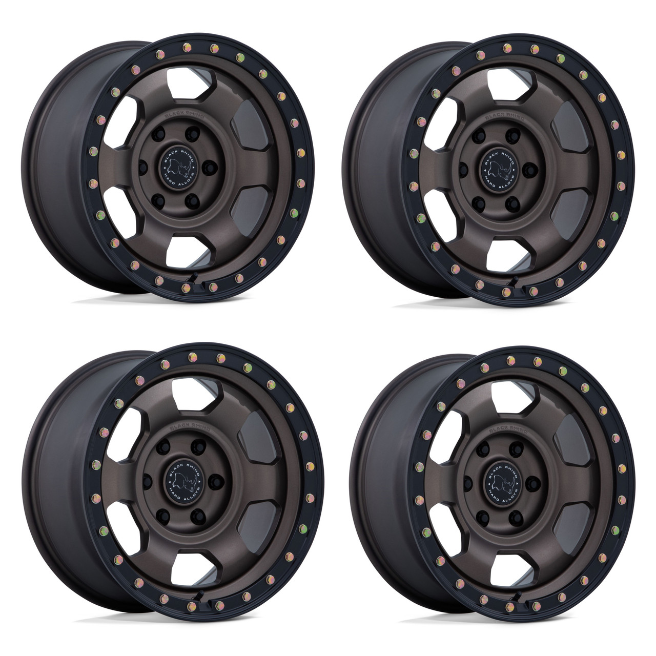Set 4 17" Black Rhino BR029 Trooper Bronze Matte Blk-Lip 17x8.5 6x5.5 -10mm Rims