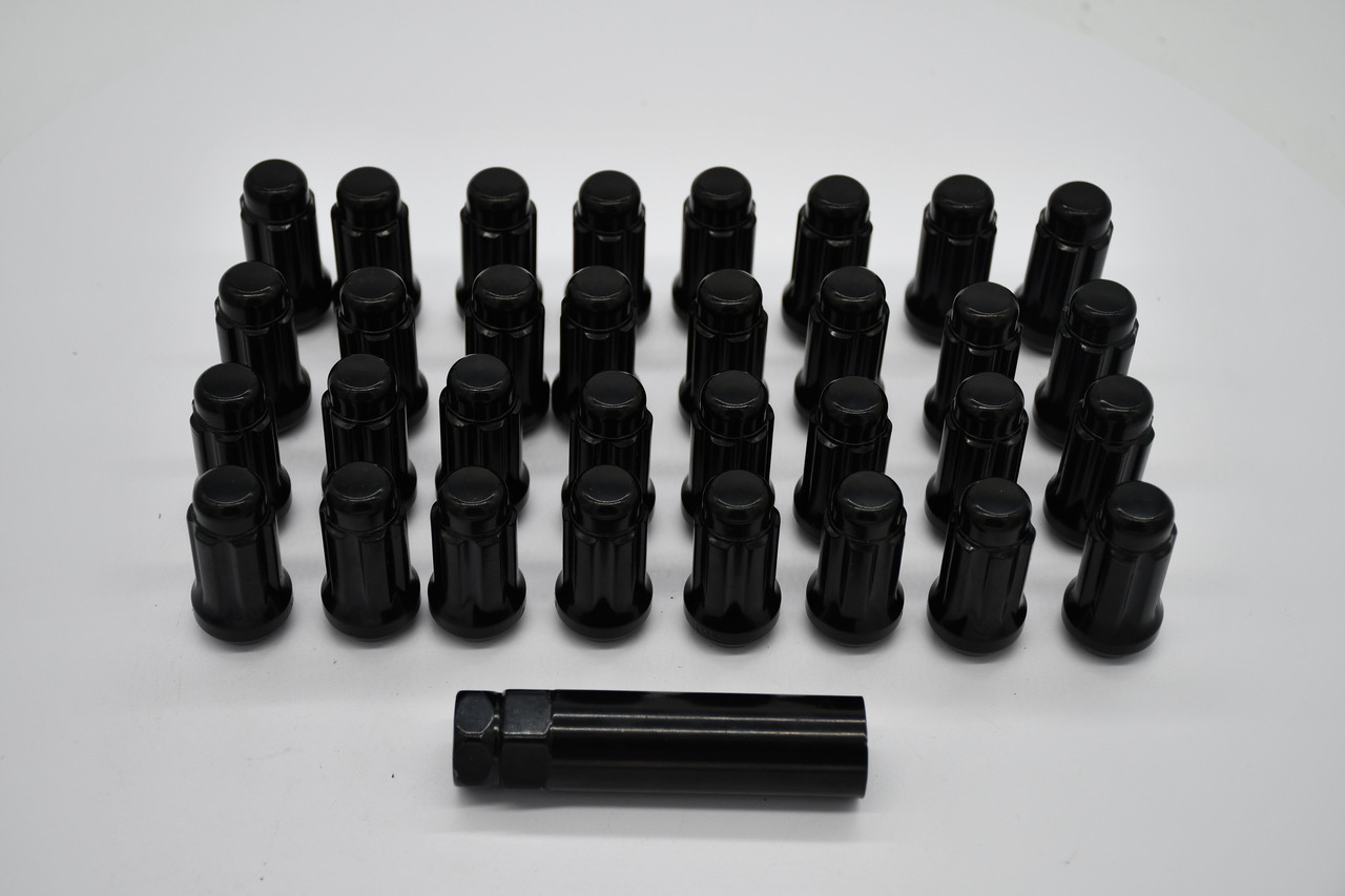 Gorilla Lug Nuts Set 32 14mm x 1.5 Spline Black Lug Nut Truck 8 Lug Truck M14x1.5