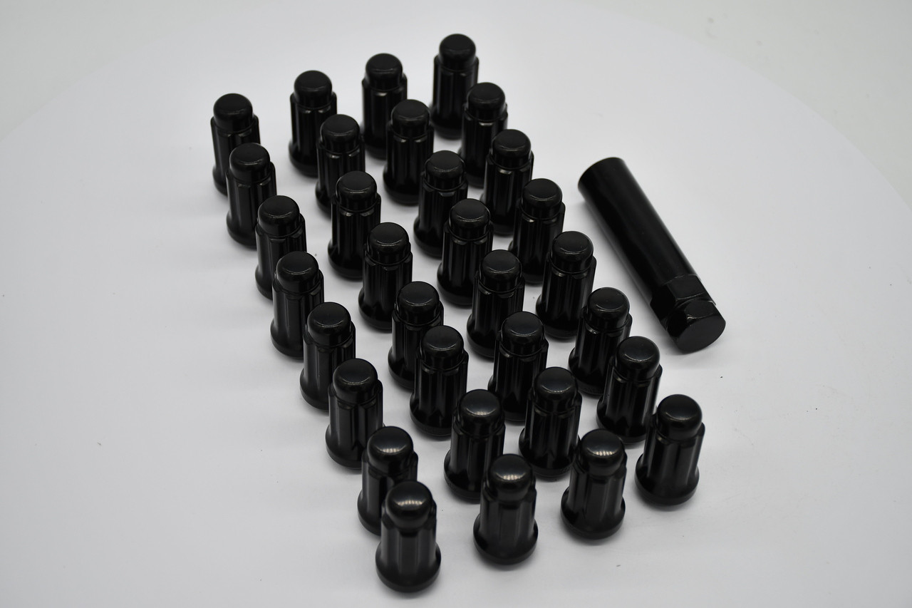 Gorilla Lug Nuts Set 32 14mm x 1.5 Spline Black Lug Nut Truck 8 Lug Truck M14x1.5