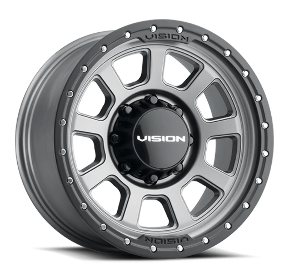 Set 4 18" Vision Off-Road 350 Ojos Satin Grey Wheels 18x9 8x180 Truck Rims 12mm