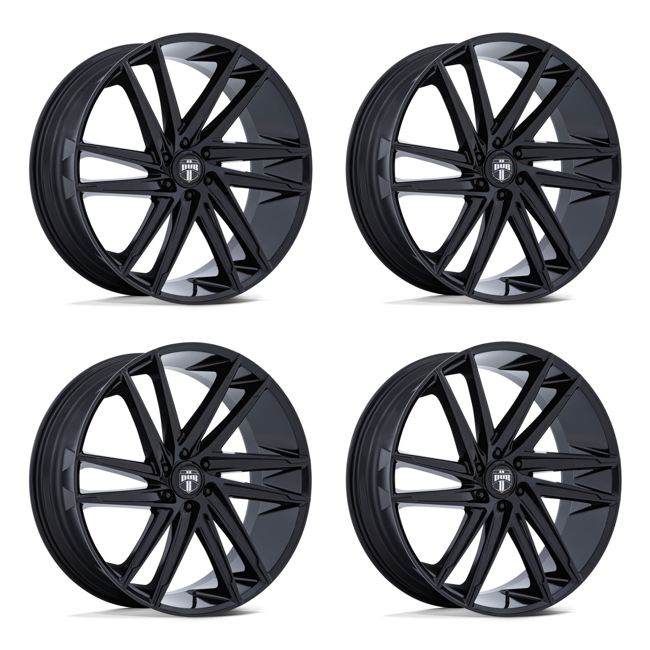 Set 4 26" DUB DC275 Blaze Gloss Black 26x10 Wheels 6x5.5 25mm Truck SUV Rims